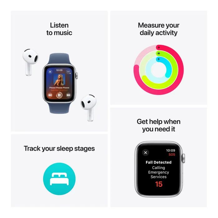 Смарт-годинник Apple Watch SE 2024 GPS 44mm Starlight Aluminium Case with Lake Green Sport Loop (MXEW3QH/A) зображення 3