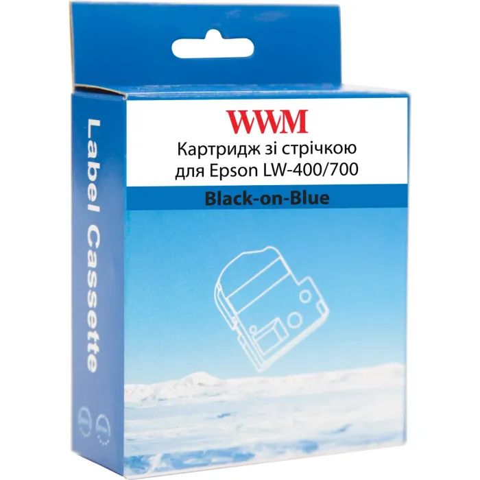 Лента для принтера этикеток WWM для Epson LW-400/700 6mm х 8m Black-on-Blue (WWM-SC6B) изображение 2