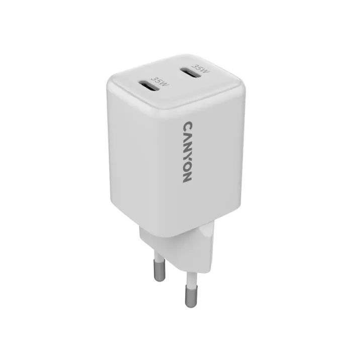 Зарядний пристрій Canyon CU35CC GaN 35W 2xPD EU White (CNS-CUW35CC)