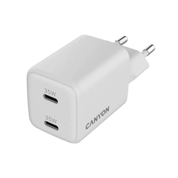 Зарядний пристрій Canyon CU35CC GaN 35W 2xPD EU White (CNS-CUW35CC) зображення 3