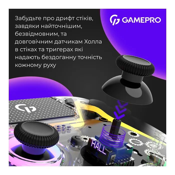 Геймпад GamePro GPS13W BT 5.3/USB/PC/iOS/Android/PS3/PS4 RGB White (GPS13W) изображение 4
