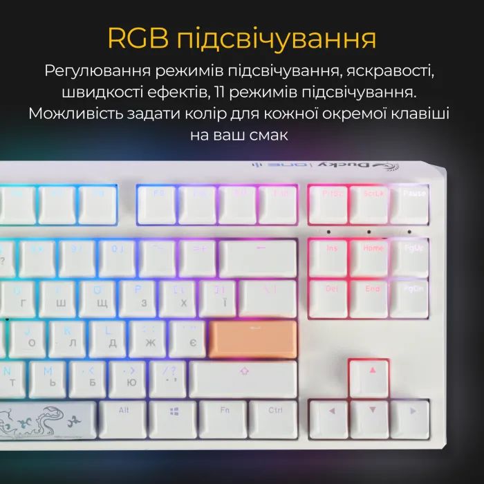 Клавиатура Ducky One 3 TKL Cherry MX Speed Silver RGB UA USB Black (DKON2187ST-PUAPXCLAWSC1) изображение 3