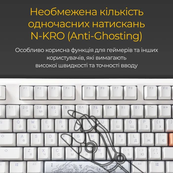 Клавиатура Ducky One 3 TKL Cherry MX Speed Silver RGB UA USB Black (DKON2187ST-PUAPXCLAWSC1) изображение 9