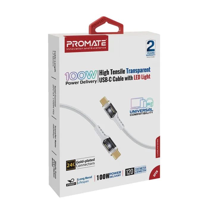 Дата кабель USB-C to USB-C lucidline-cc200.navy Promate (lucidline-cc200.navy) зображення 2