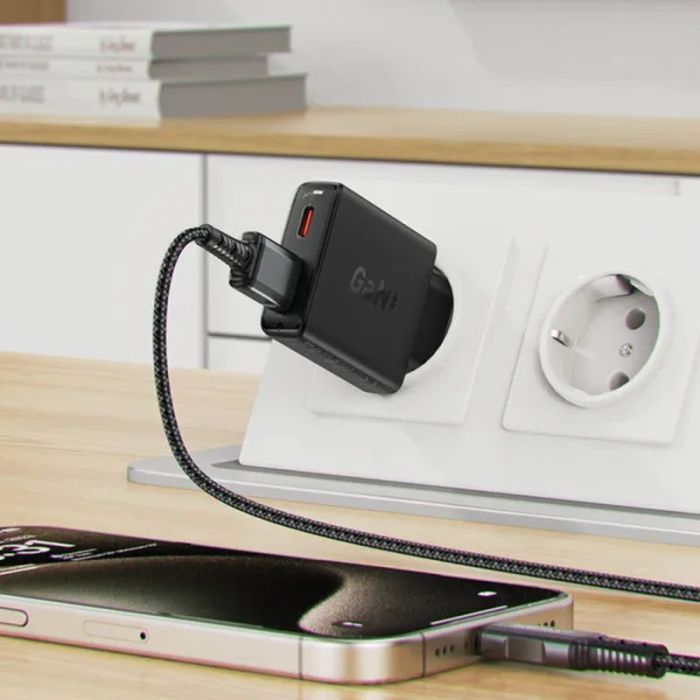 Зарядное устройство Acefast 2xUSB 30W (USB-C+USB-A) Gan A69 ultra-thin Fast Charger Black (6974316282709) изображение 6