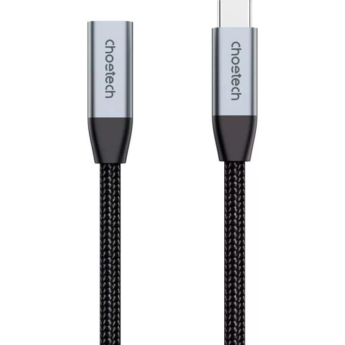 Дата кабель USB-C 3.1 AM/AF 2.0m 10Gbps 100W nylon braid Choetech (XCC-1039-CA-GY)