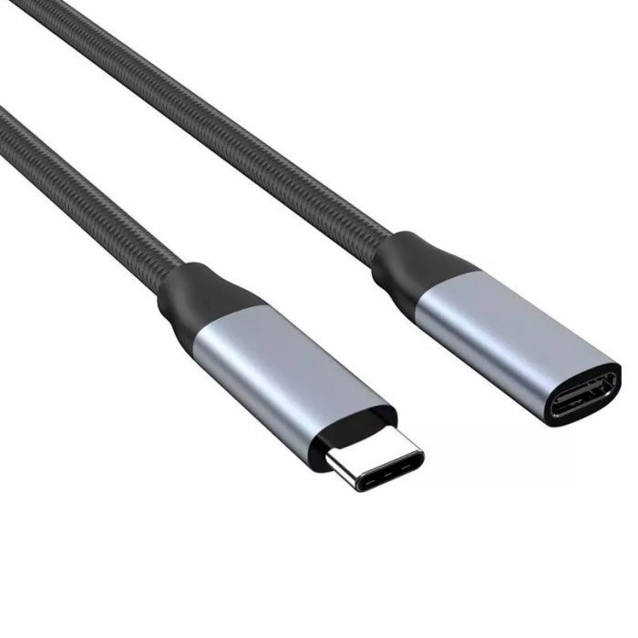 Дата кабель USB-C 3.1 AM/AF 2.0m 10Gbps 100W nylon braid Choetech (XCC-1039-CA-GY) изображение 2