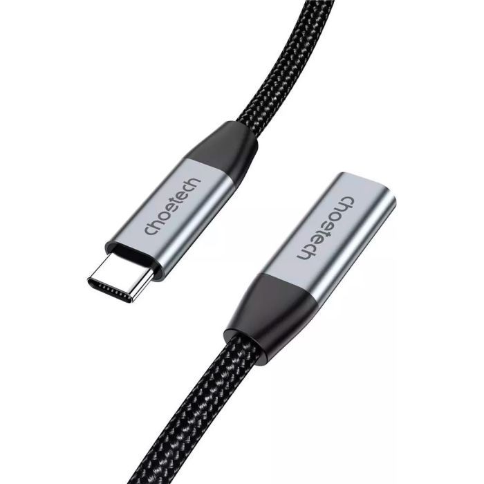 Дата кабель USB-C 3.1 AM/AF 2.0m 10Gbps 100W nylon braid Choetech (XCC-1039-CA-GY) изображение 3