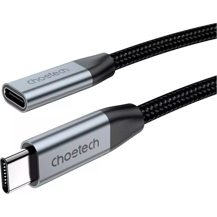 Дата кабель USB-C 3.1 AM/AF 2.0m 10Gbps 100W nylon braid Choetech (XCC-1039-CA-GY) изображение 4