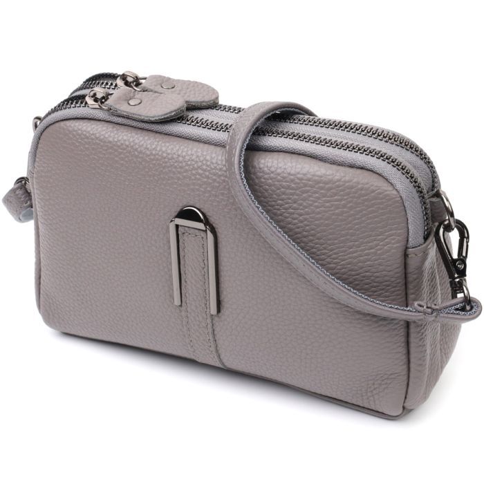 Сумка Vintage Из натуральной кожи Серая (22278)