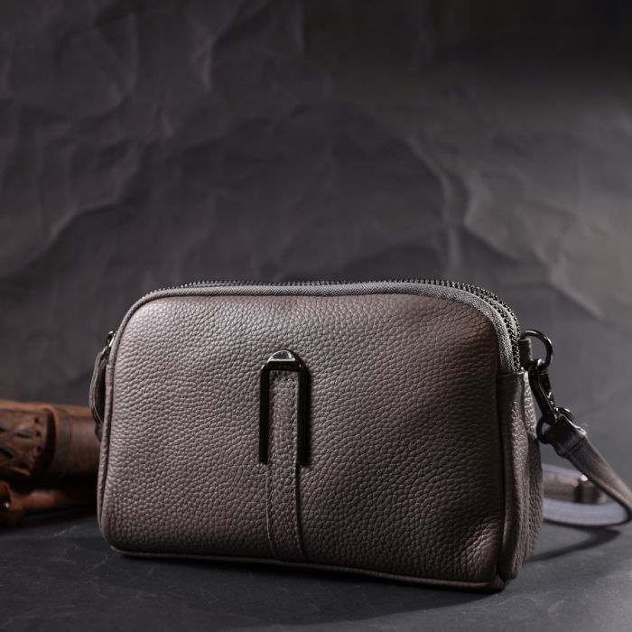 Сумка Vintage Из натуральной кожи Серая (22278) изображение 9