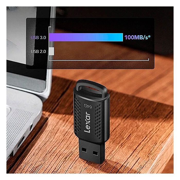 USB флеш накопитель Lexar 64GB JumpDrive V400 Black USB 3.0 (LJDV400064G-BNBNG) изображение 9