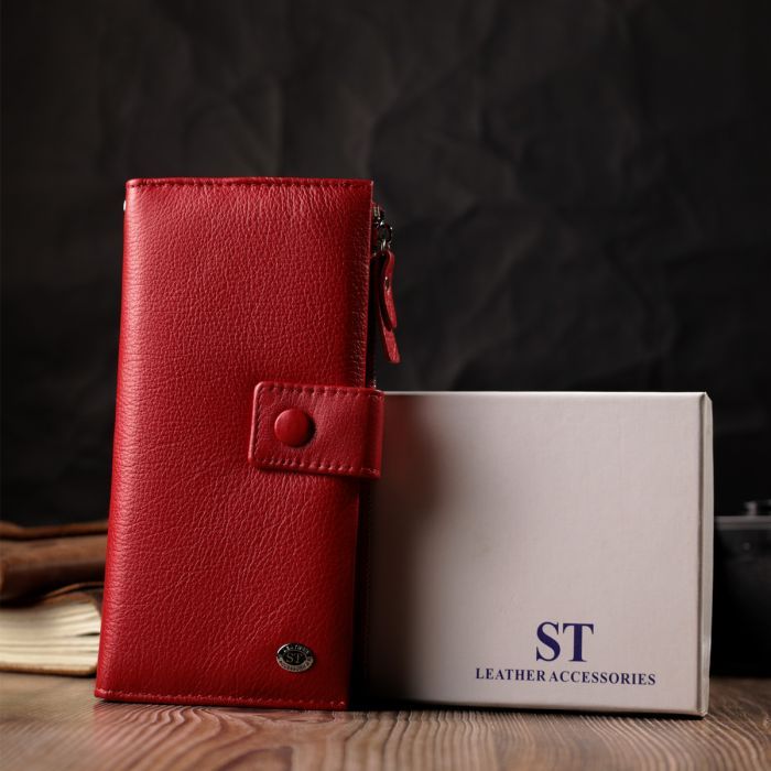 Гаманець ST Leather З натуральної шкіри Червоний (22536) зображення 11