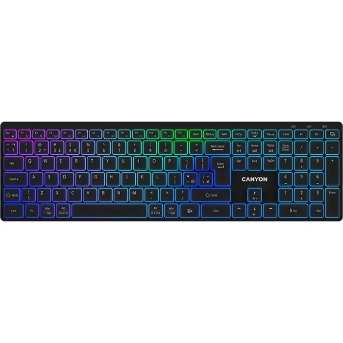 Клавіатура Canyon HKB-W11 Slim Dual Mode Wireless/Bluetooth RGB UA Grey (CNS-HBTK11G)