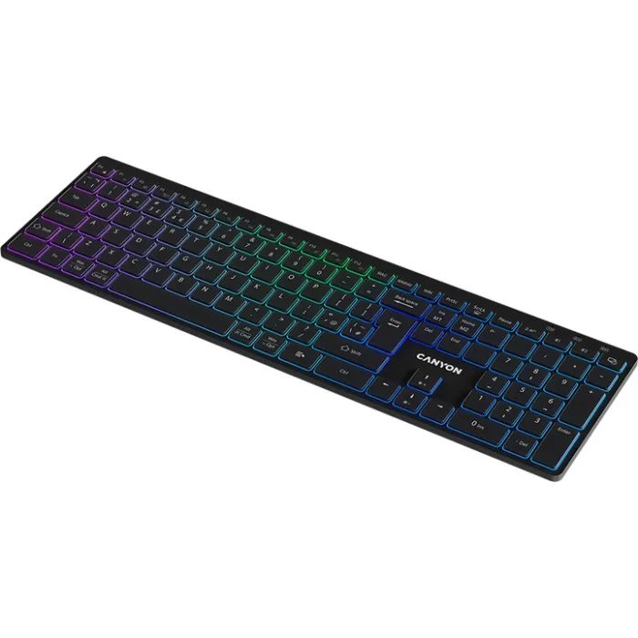 Клавіатура Canyon HKB-W11 Slim Dual Mode Wireless/Bluetooth RGB UA Grey (CNS-HBTK11G) зображення 2