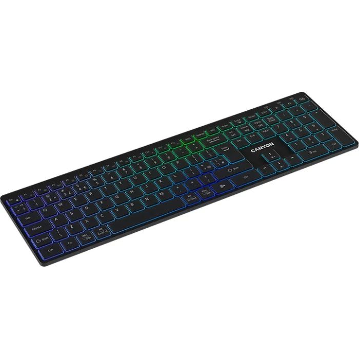 Клавіатура Canyon HKB-W11 Slim Dual Mode Wireless/Bluetooth RGB UA Grey (CNS-HBTK11G) зображення 4
