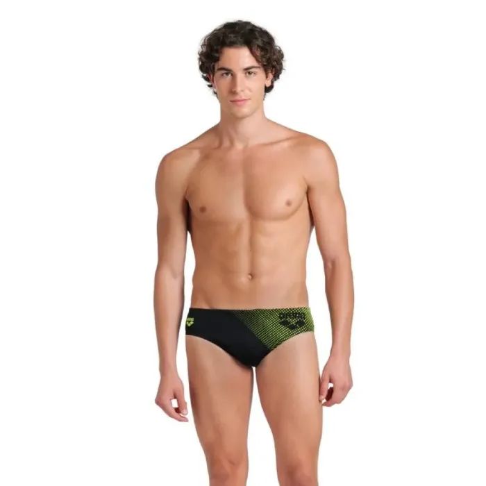 Плавки Arena Foggy Dots Swim Briefs 008482-506 чорний, жовтий 100 (3468337530909)