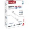 Дата кабель USB-C to USB-C 2.0m 60W PD EcoLine-CC200 white Promate (ecoline-cc200.white) изображение 2