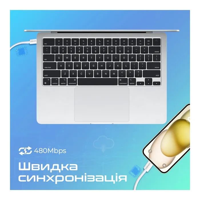 Дата кабель USB-C to USB-C 2.0m 60W PD EcoLine-CC200 black Promate (ecoline-cc200.black) изображение 4