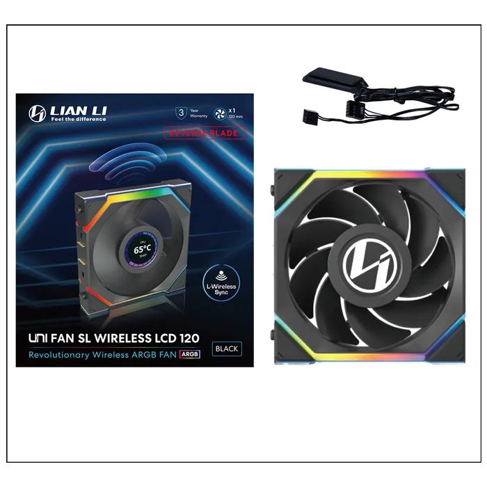 Кулер для корпуса Lian Li Uni Fan SL WIRELESS LCD Reverse, 120-1 (G99.12RSLLCD1W1B.00) изображение 6