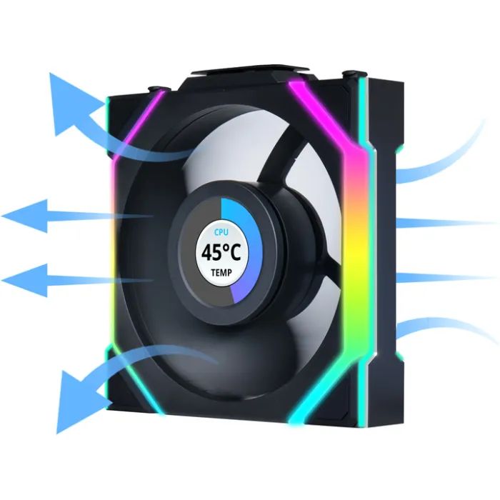 Кулер для корпуса Lian Li Uni Fan SL WIRELESS LCD Reverse, 120-1 (G99.12RSLLCD1W1B.00) изображение 7