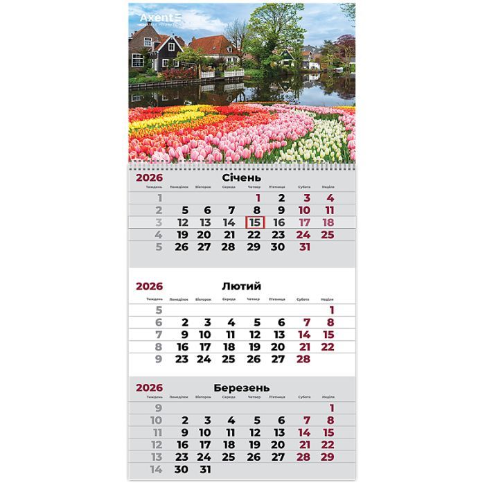 Календар Axent настінний квартальний на 2026 р. Gardens 1 (8801-26-4-A) зображення 2