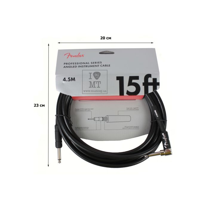 Инструментальный кабель Fender Cable Professional Series 15' Angled Black (228447) изображение 2