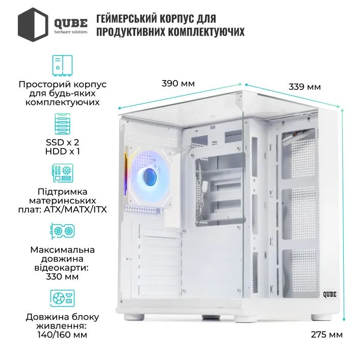 Корпус для ПК Qube AQUARIUM_GWNU3 зображення 3