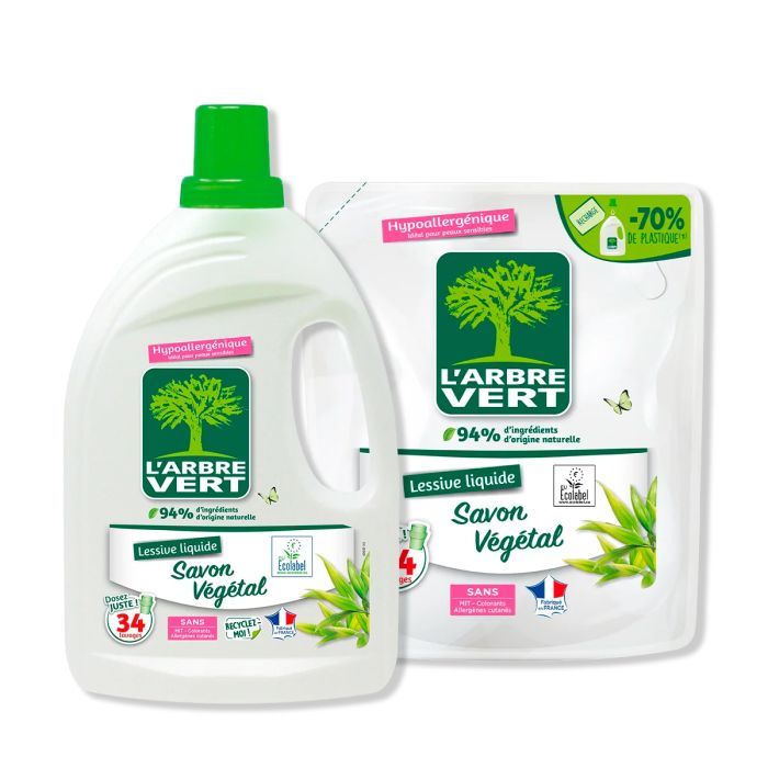 Гель для прання L'Arbre Vert Рослинне мило 1.53 л (3450601046254) зображення 4