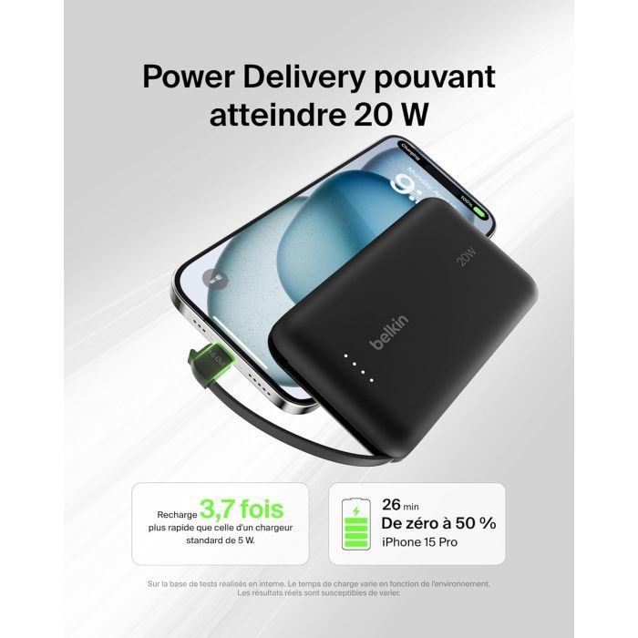 Батарея универсальная Belkin 10000mAh, 20W, USB-C, Black (BPB021HQBK) изображение 7
