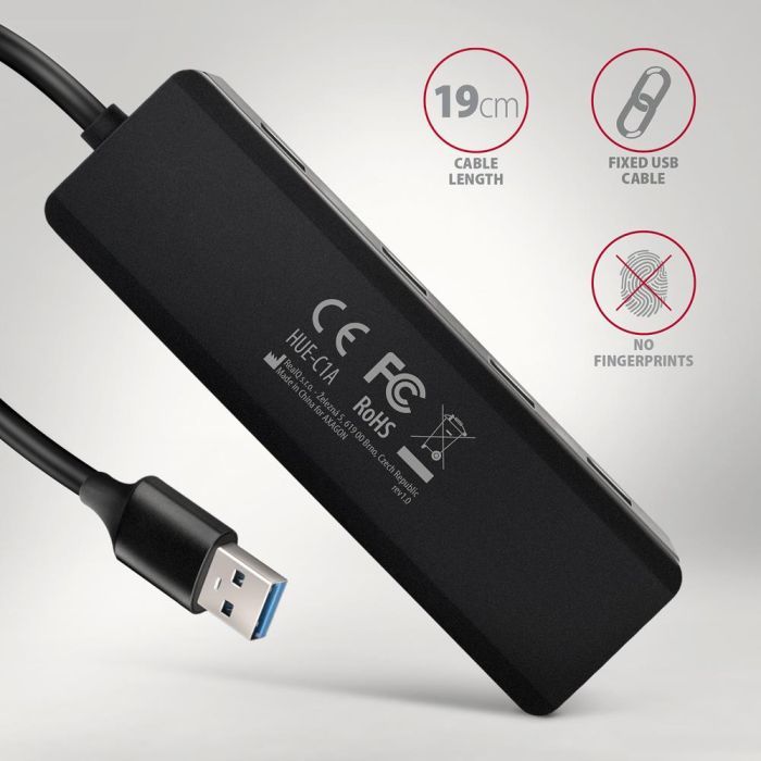 Концентратор AXAGON USB 3.1 to 4xUSB 3.0 black (HUE-C1A) зображення 5