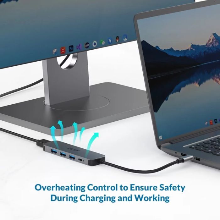 Концентратор Acer USB-C 5-in-1 3xUSB 3.0 + HDMI + USB-C gray (HP.DSCAB.021) изображение 5