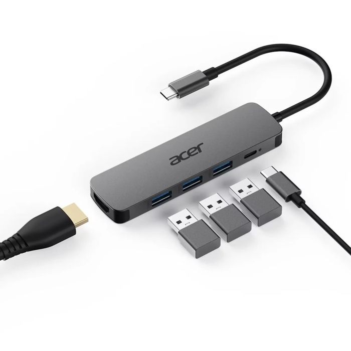 Концентратор Acer USB-C 5-in-1 3xUSB 3.0 + HDMI + USB-C gray (HP.DSCAB.021) изображение 7