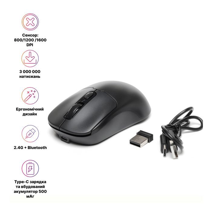 Мышка Hölmer MW-03OF Wireless/Bluetooth Black (MW-03OF) изображение 2