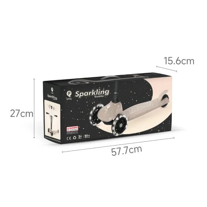 Самокат QPlay Sparkling триколісний дитячий з LED підсвіткою колес Nude Pink (ST006SparklingPink) изображение 4