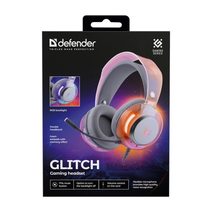 Навушники Defender Glitch RGB USB White (62490) зображення 7