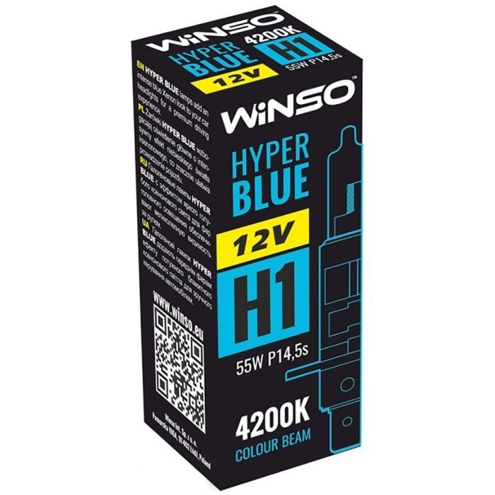 Автолампа WINSO H1 HYPER BLUE 4200K 55W P14.5s (712140) зображення 3