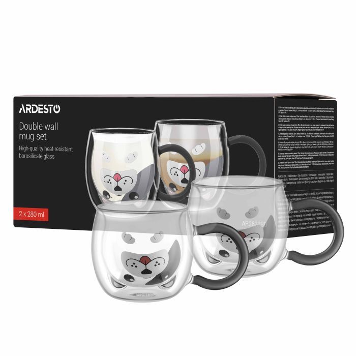 Набор чашек Ardesto Animals 280мл, 2шт, боросилікатне скло, прозорий (AR2628BD) изображение 3