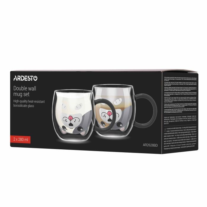 Набор чашек Ardesto Animals 280мл, 2шт, боросилікатне скло, прозорий (AR2628BD) изображение 4