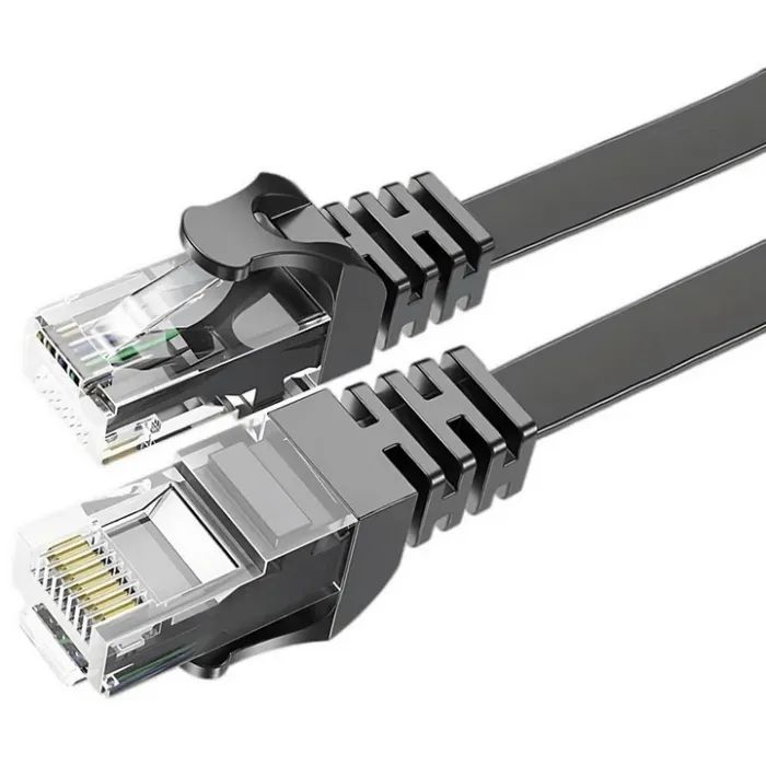 Патч-корд 15м UTP cat 6 RJ45 TopSpeed Ethernet Flat Cable Black Essager (EXCWXB-JSE01)