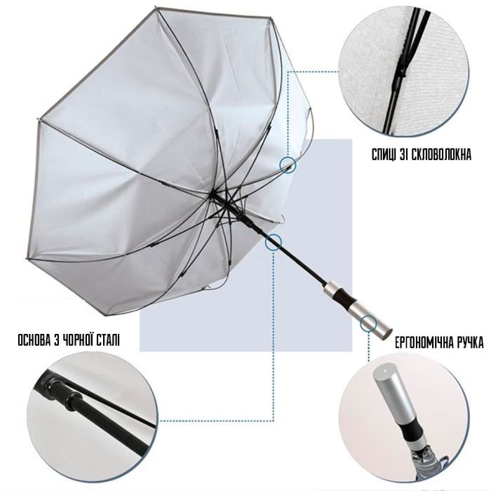 Зонт Perletti Reflecting тростина, з системою антивітер, чорна (P96014-01) изображение 5