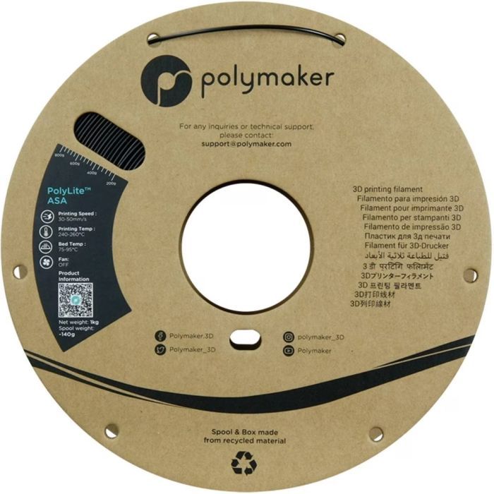 Пластик для 3D-принтера Polymaker ASA POLYLITE 1,75mm 1kg JET BLACK (PF01044) изображение 2