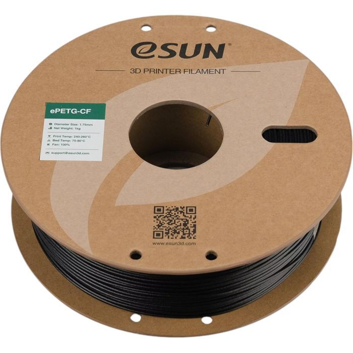 Пластик для 3D-принтера eSUN ePETG-CF 1,75mm 1kg BLACK (EPETG-CF-P175B1) изображение 3