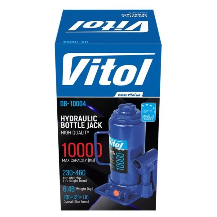 Домкрат Vitol DB-10004/T91004, телескопічний, гідравлічний, 10т, min 230мм, max 460мм (DB-10004) зображення 7