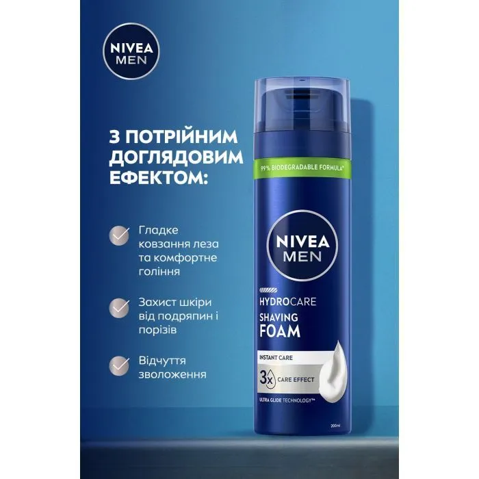 Пена для бритья Nivea Men Hydrocare Shaving Foam 200 мл (5900017102795) изображение 3