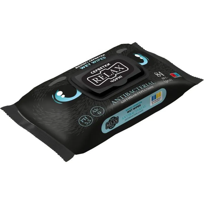 Вологі серветки Relax Tissue Black Антибактеріальні 84 шт. (4820237500977) зображення 2