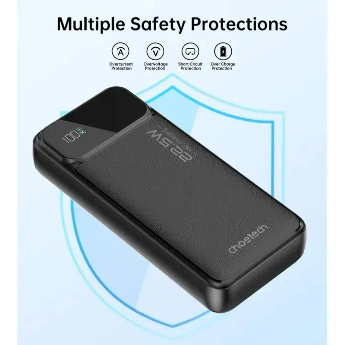 Батарея універсальна Choetech 20000mAh, 22.5W, PD, QC/3.0, Black (B729-CCBK) зображення 5