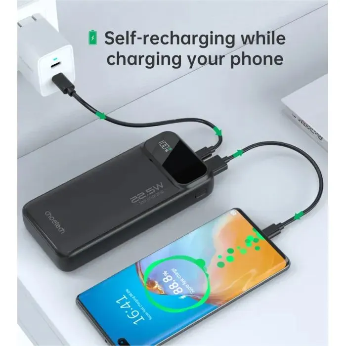 Батарея універсальна Choetech 20000mAh, 22.5W, PD, QC/3.0, Black (B729-CCBK) зображення 7
