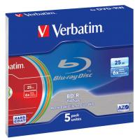 Диск BD Verbatim 25Gb 6x Slim Case 5шт LTH, Colour (43774)