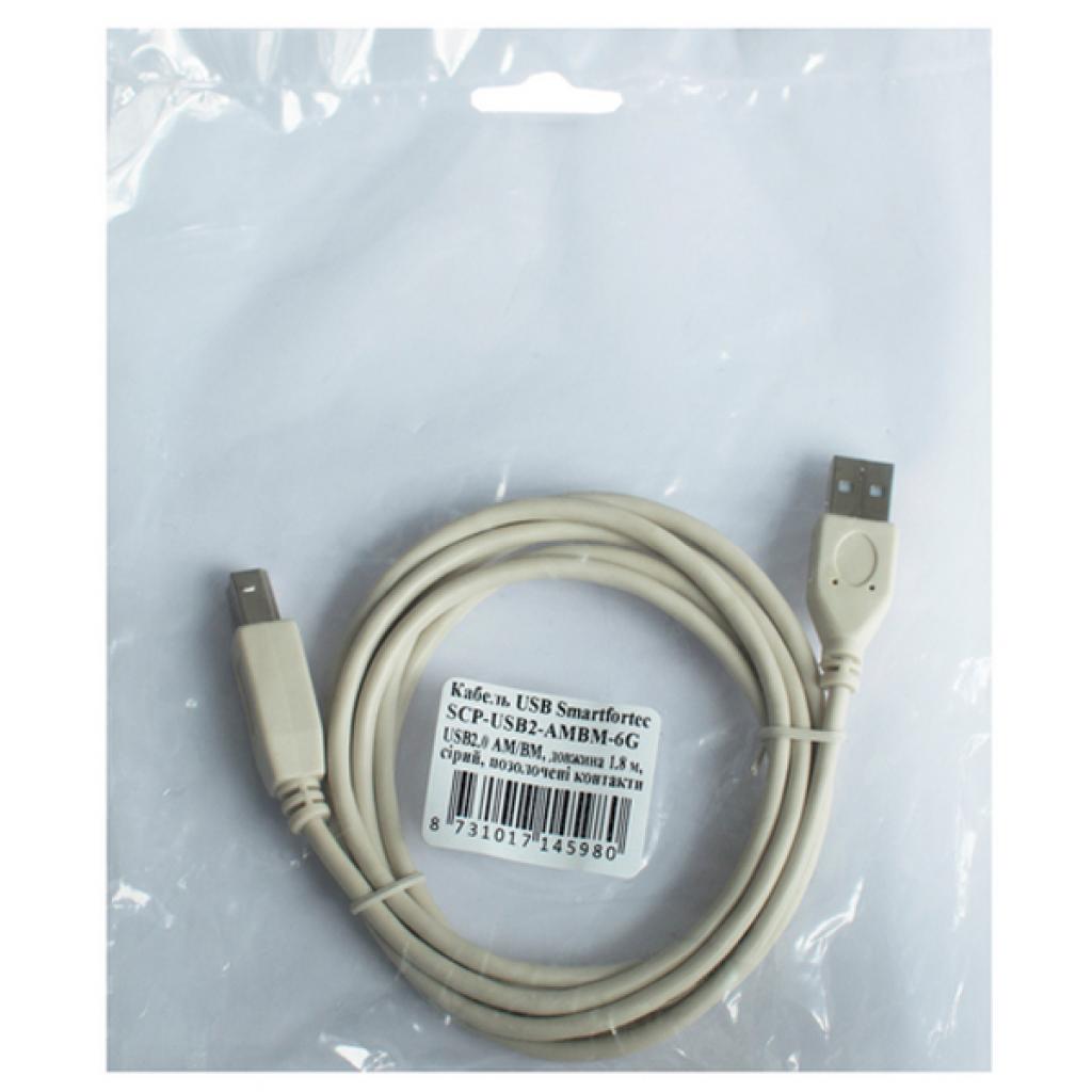 Кабель для принтера USB 2.0 AM/BM 1.8m Smartfortec (SCP-USB2-AMBM-6G) изображение 2